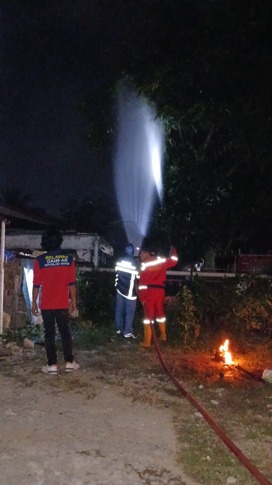 Personil Dinas Pemadam Kebakaran dan Penyelamatan melaksanakan Evakuasi sarang tawon di Lapangan B